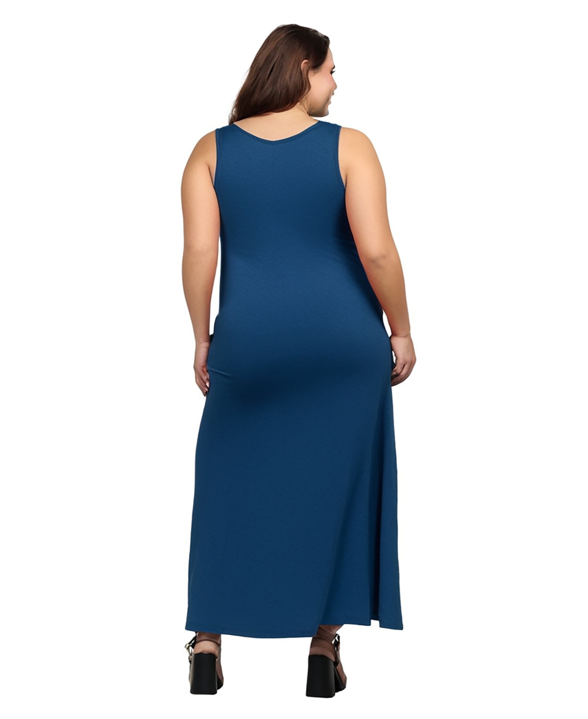 24SEVEN COMFORT APPAREL PLUS SIZE SLEEVELESS TANK MAXI DRESS WITH POCKETS 