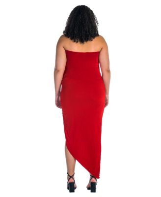 Plus Size Cowl Neck Long Asymmetrical Backless Halter Dress