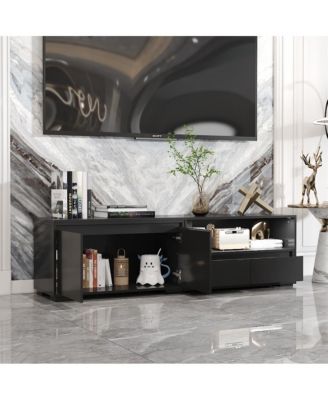 2-Door 2-Drawer MDF Retractable LED Lights & Metal Legs TV Stand