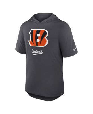 Men's Anthracite Cincinnati Bengals Tri-Blend Performance Hoodie T-Shirt
