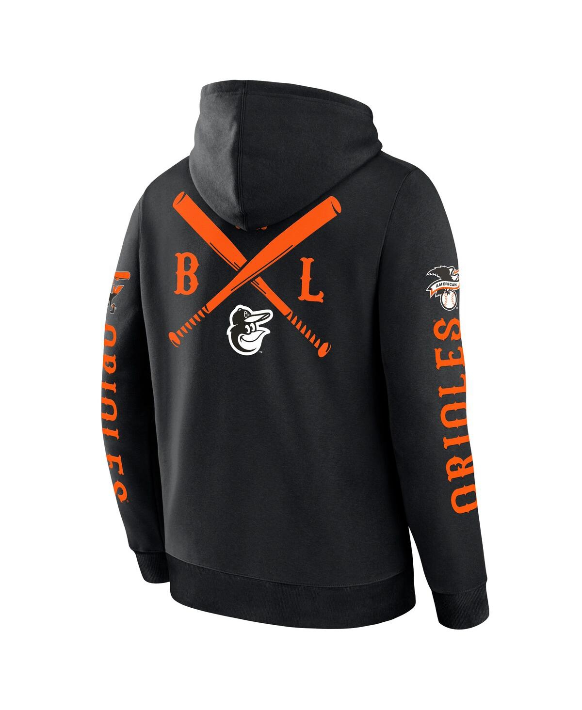 Fanatics Men's Black Baltimore Orioles Big City Legacy Fleece Pullover Hoodie In Black