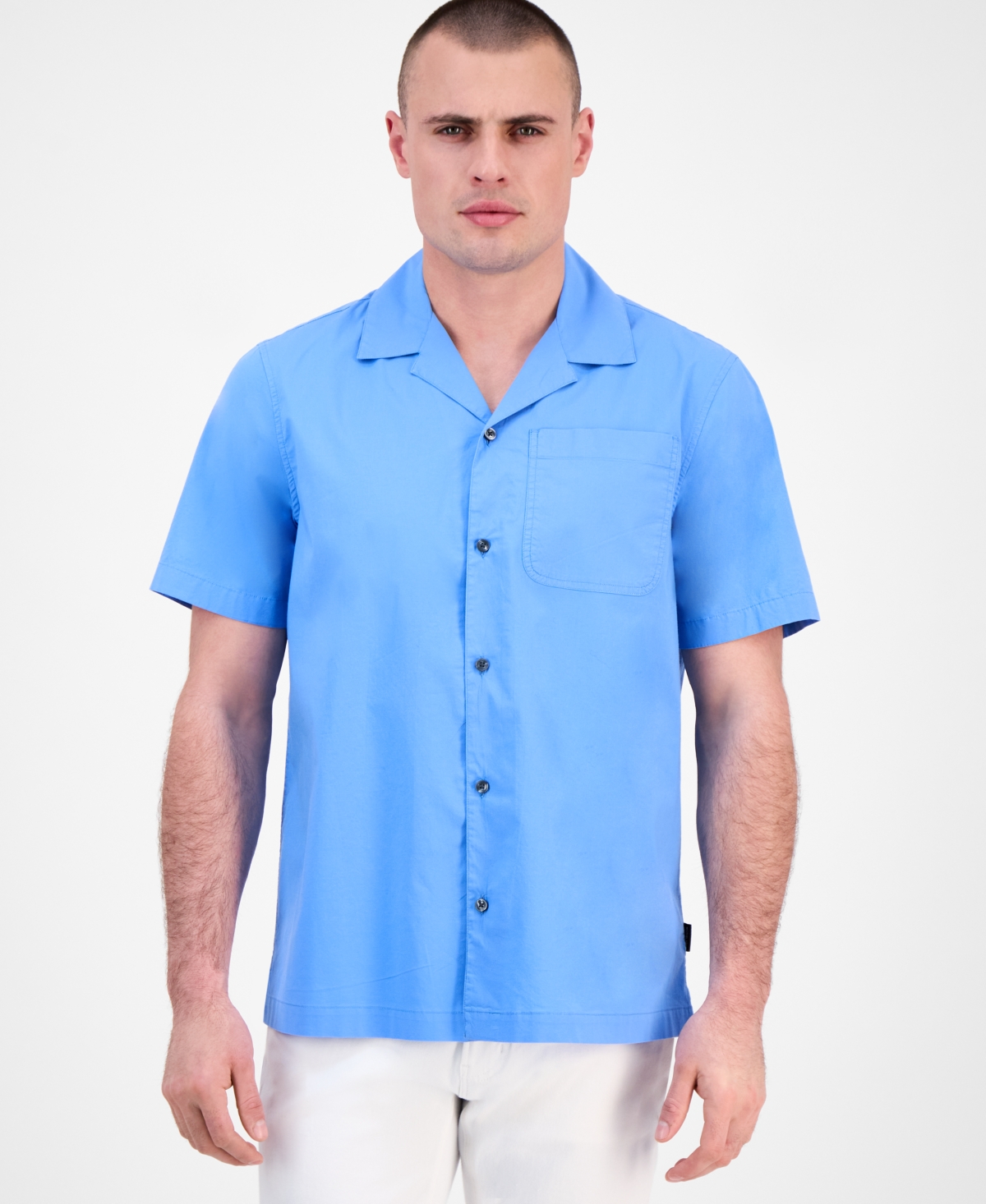 Michael Kors Men's Relaxed-fit Solid Shirt In Blue