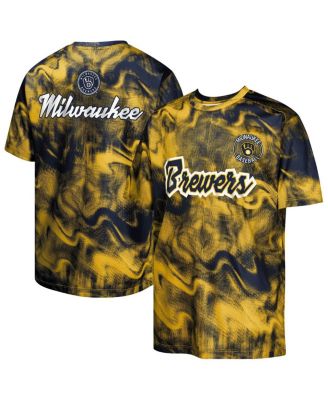 Outerstuff - Big Boys and Girls Navy/Gold Milwaukee Brewers Pinch Hitter T-Shirt