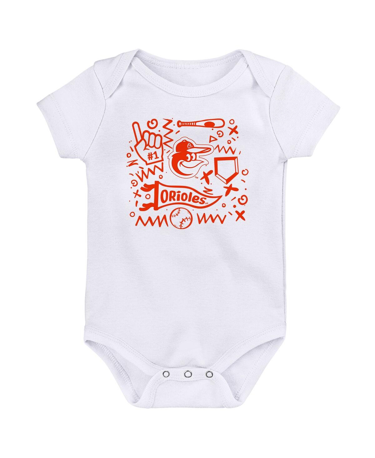 Outerstuff Baby Boys And Girls 3-pack Orange Baltimore Orioles Batter Up Bodysuit Set In Multi