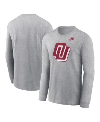 Nike - Men's Heather Gray Oklahoma Sooners Alternate Logo Long Sleeve T-Shirt