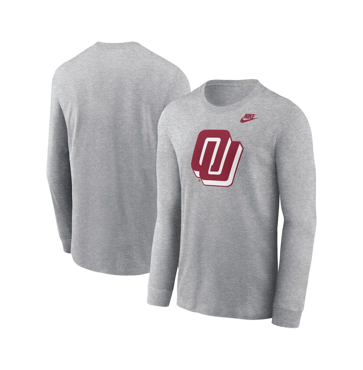 Мужская футболка Nike Heather Gray Oklahoma Sooners Alternate Logo Long Sleeve — фото 1