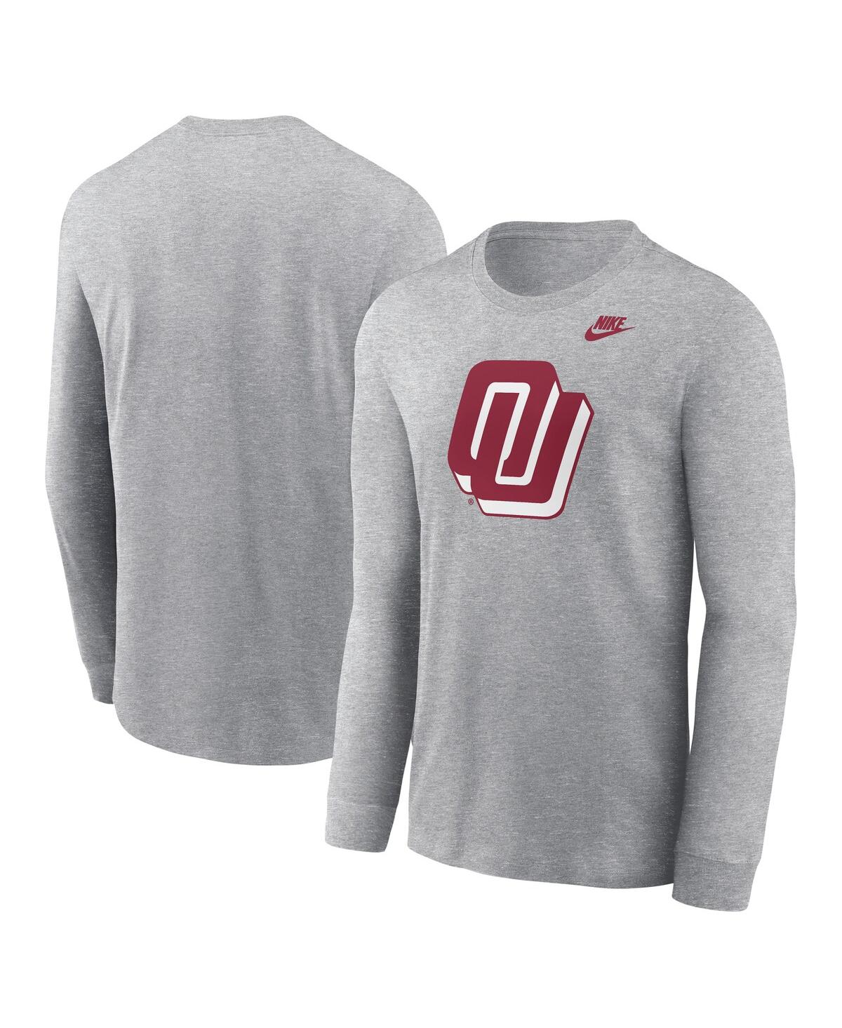 Nike Men's Heather Gray Oklahoma Sooners Alternate Logo Long Sleeve T-shirt In Heather Gray