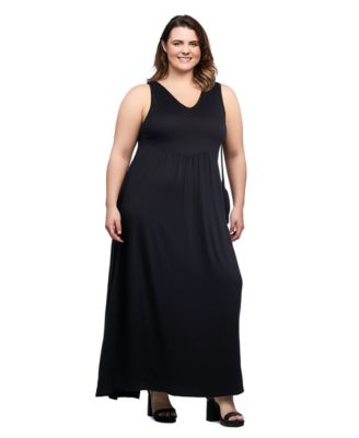 Plus Size Maxi Sleeveless Dress with Pockets