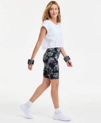 Women's Abstract-Print Soft Bike Shorts, Exclusively at Macy's