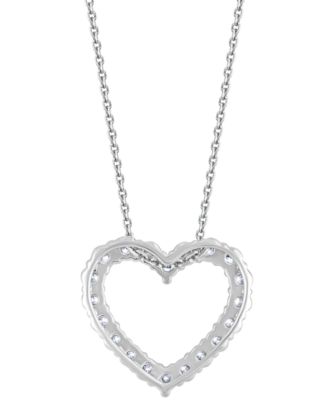 Diamond Heart Pendant Necklace (1 ct. t.w.) in 14k White Gold, 16" + 2" extender