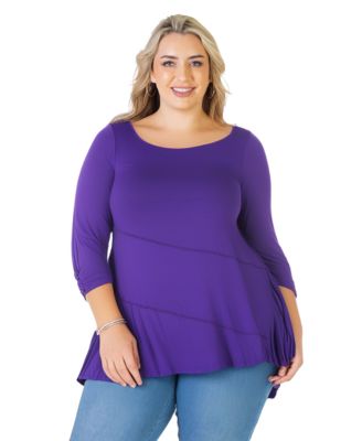 Plus Size Ruched Sleeve Swing Tunic Top