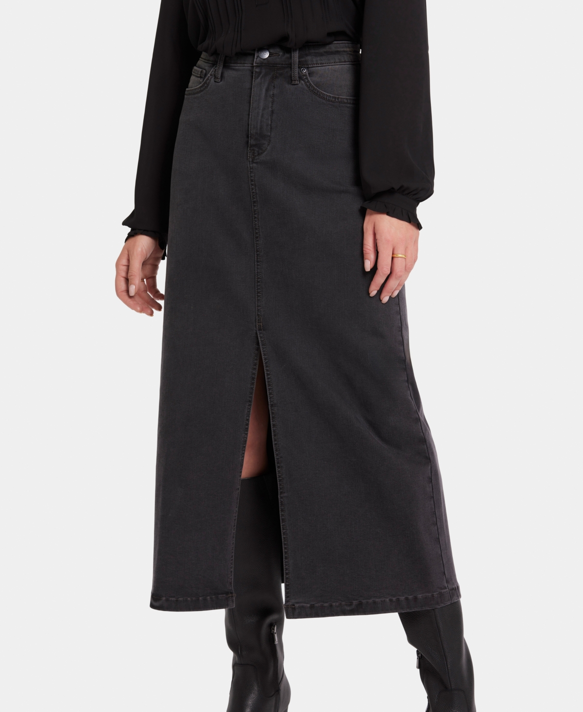 Shop Nydj Women's High Rise Long Skirt In Cloud Stone