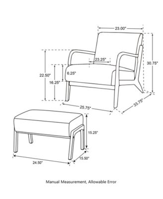 2-Pc. Leatherette Mid-century Modern Hunter Accent Stool and Chair