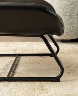 35.75" Leatherette Mid-Century Modern Wingback Accent Chair