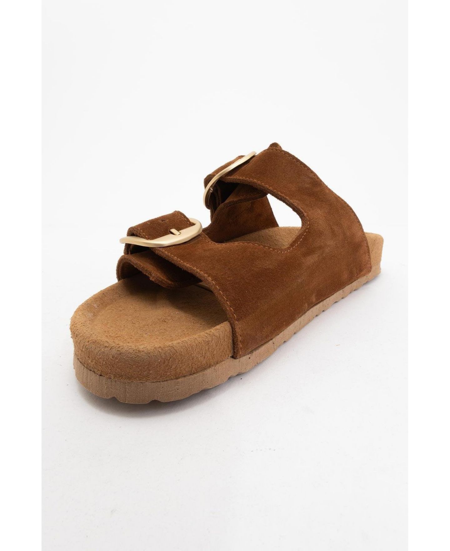 Женские сандалии Forever & Always Shoes Ovesta Soft Footbed Leather Slide (Women, цвет: Коньячный замшевый кожаный — фото 3