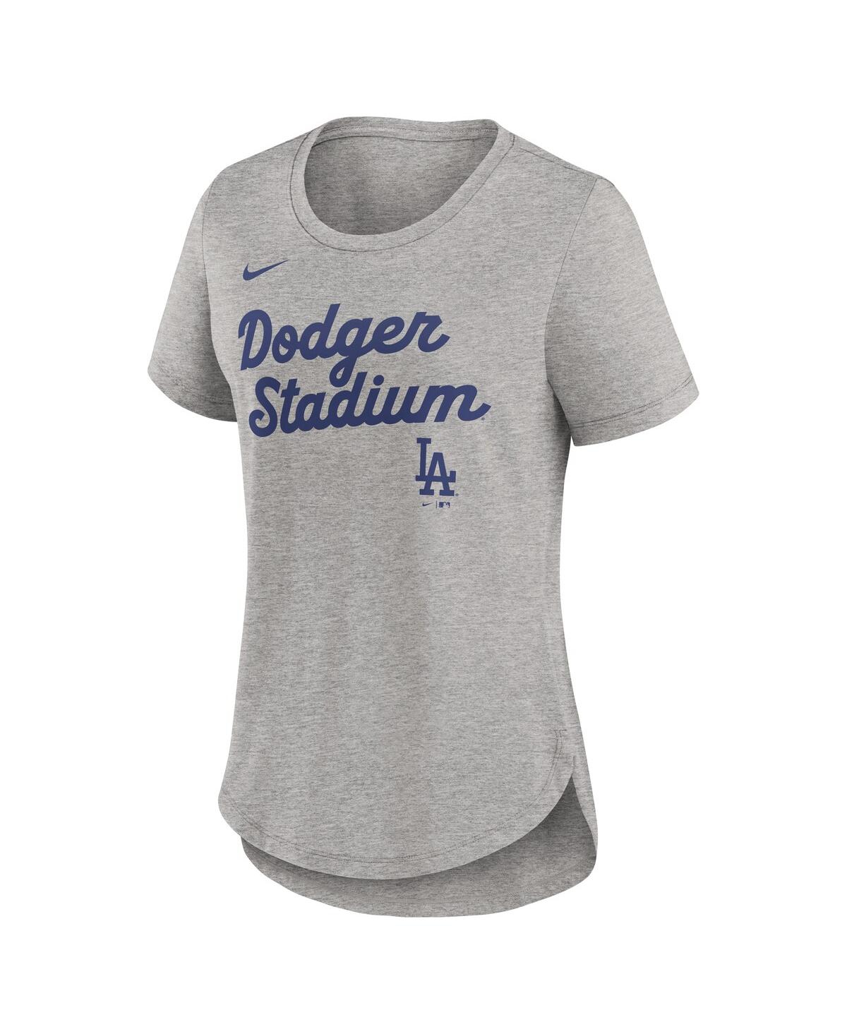 Nike Women's Heather Gray Los Angeles Dodgers Script Tri-blend T-shirt In Heather Gray