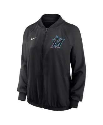 Women's Black Miami Marlins Authentic Collection Team Raglan Performance Full-Zip Jacket