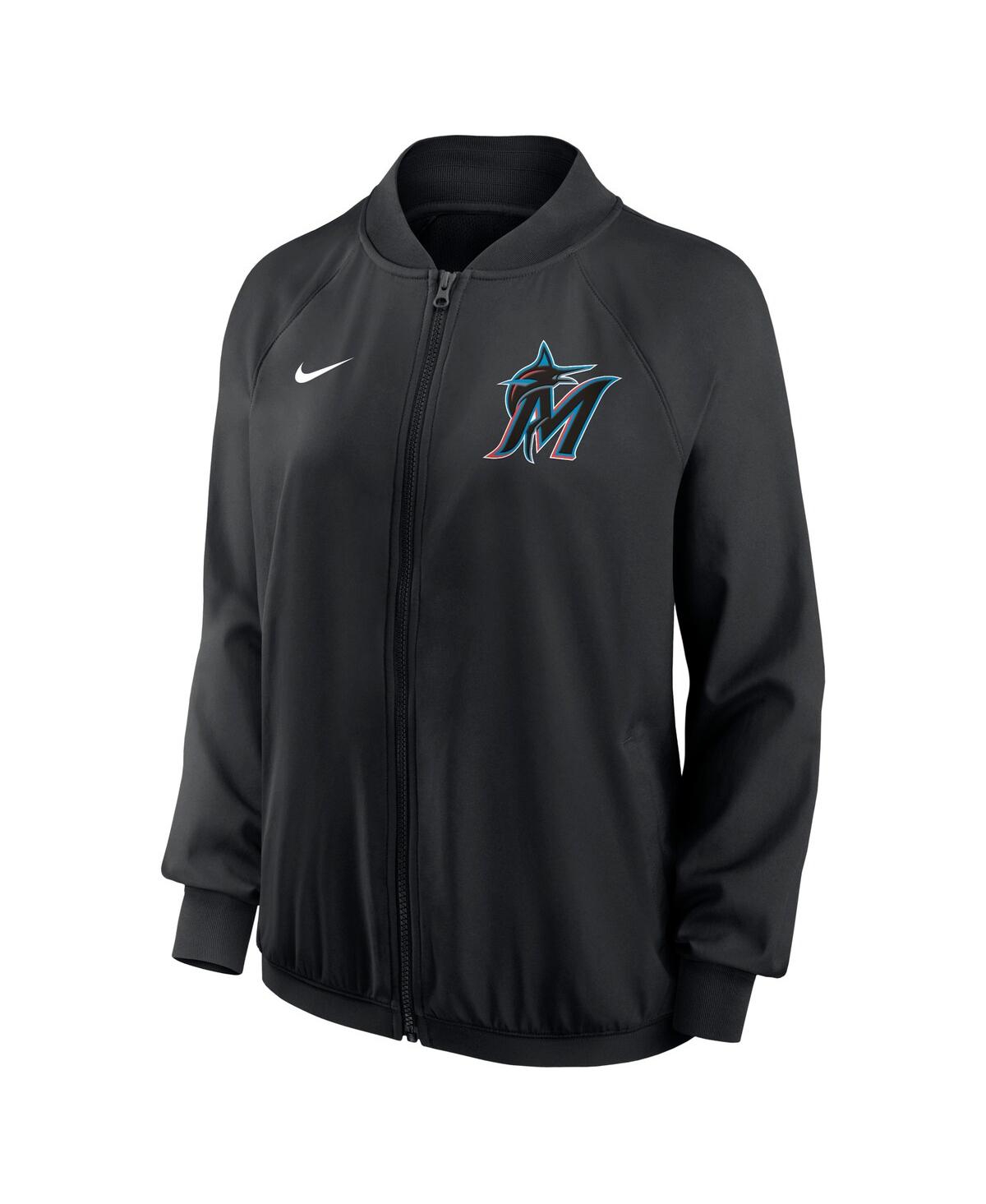 Nike Women's Black Miami Marlins Authentic Collection Team Raglan Performance Full-zip Jacket In Black