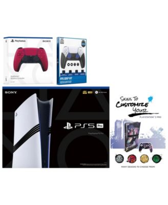 PlayStation 5 Pro with Extra Volcanic Red Controller, FPS Grip Kit and MightySkins Decal Voucher Plus 2 Year CPS Extended Warranty