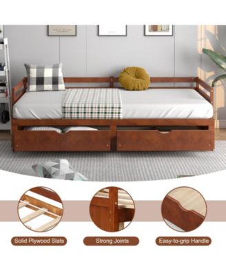 Extendable Twin to King Daybed with Trundle and 2 Storage Drawers
