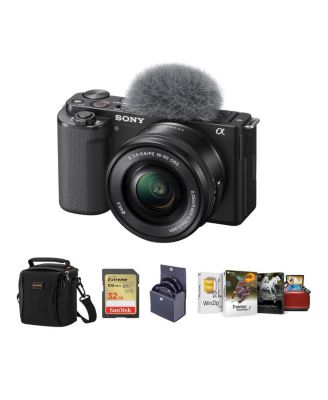 ZV-E10 Mirrorless Camera with 16-50mm Lens, Black Bundle with Mac Photo Editing Software Suite, 32GB SD Memory Card, Shoulder Bag, 40.5mm Filter