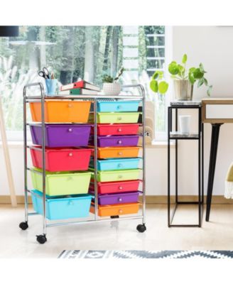 15-Drawer Utility Rolling Organizer Cart with Multi-Use Storage