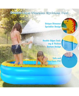 Inflatable Dinosaur Pool kid pool Kiddie Pool Indoor Outdoor Kids Swimming for Ages 2+ 67"x 41"x 32" Blue