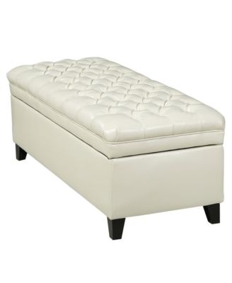 PU Leather Storage Bench Classic Tufted Ottoman Multifunctional Bedroom and Living Room Bench