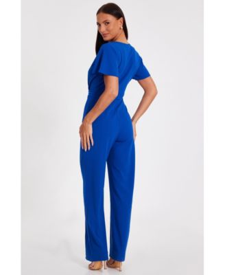 Women's Scuba Crepe Wrap Front Palazzo Jumpsuit