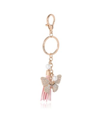 Butterfly Charm Keychain with Pearls