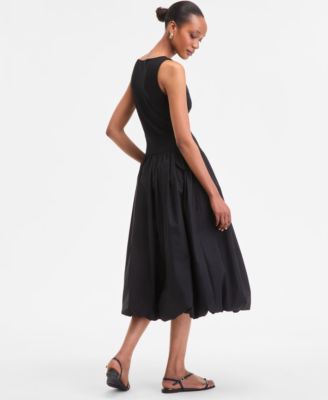 Women's Mixed-Media Bubble-Hem Midi Dress, Exclusively at Macy's