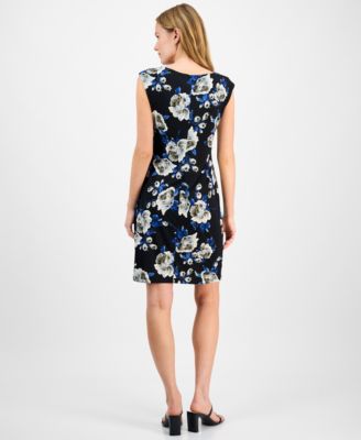 Women's Floral-Print Side-Gathered Dress