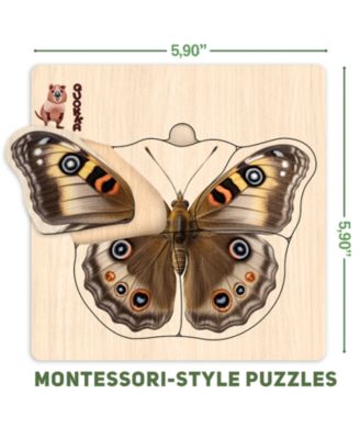 6XSET Realistic Wooden Montessori Puzzles for Toddlers Ages 1-3