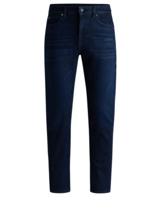 Men's Dark-Blue Soft Denim Regular-Fit Jeans