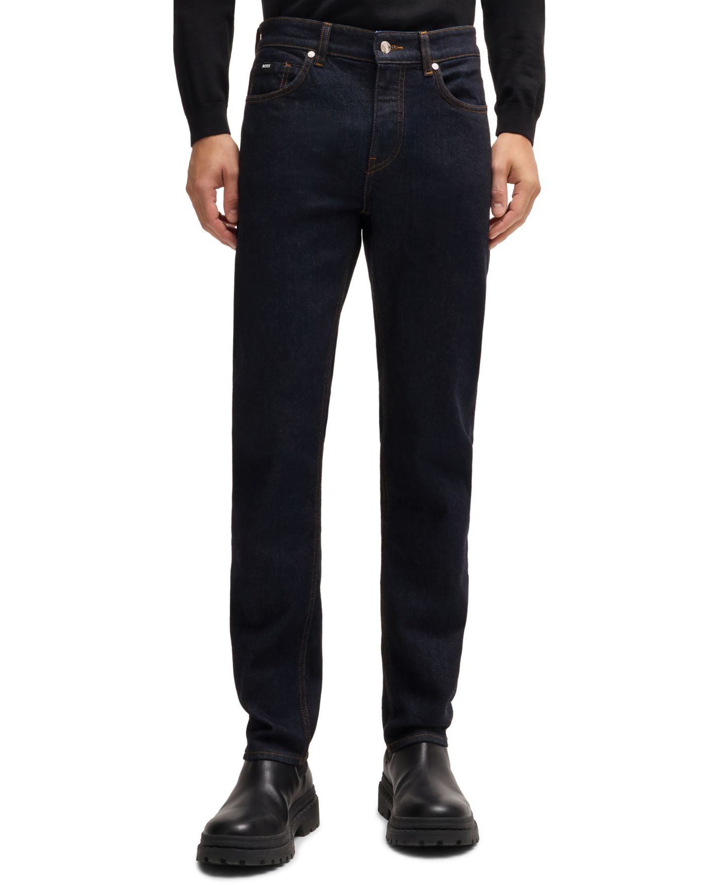Мужские джинсы Hugo Boss Stretch Denim Slim-Fit, цвет: Тёмно-синий — фото 1