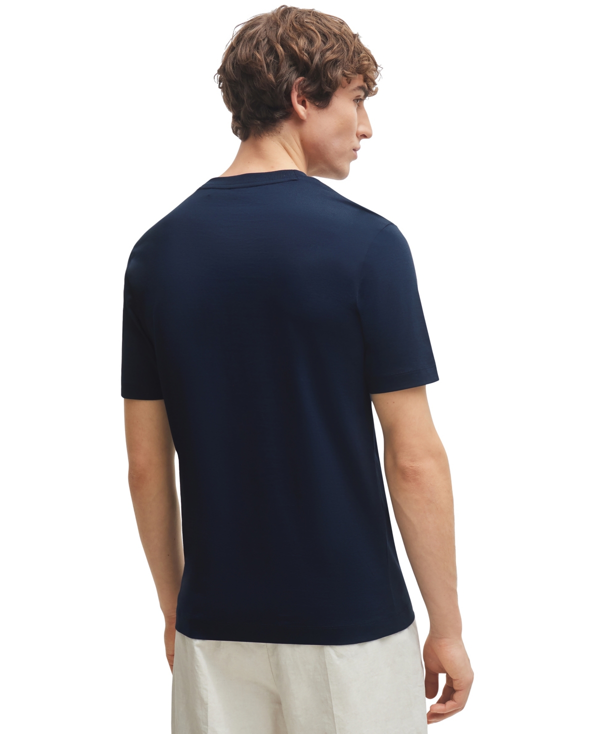 Hugo Boss Thompson 02 Cotton Solid Tee In Dark Blue