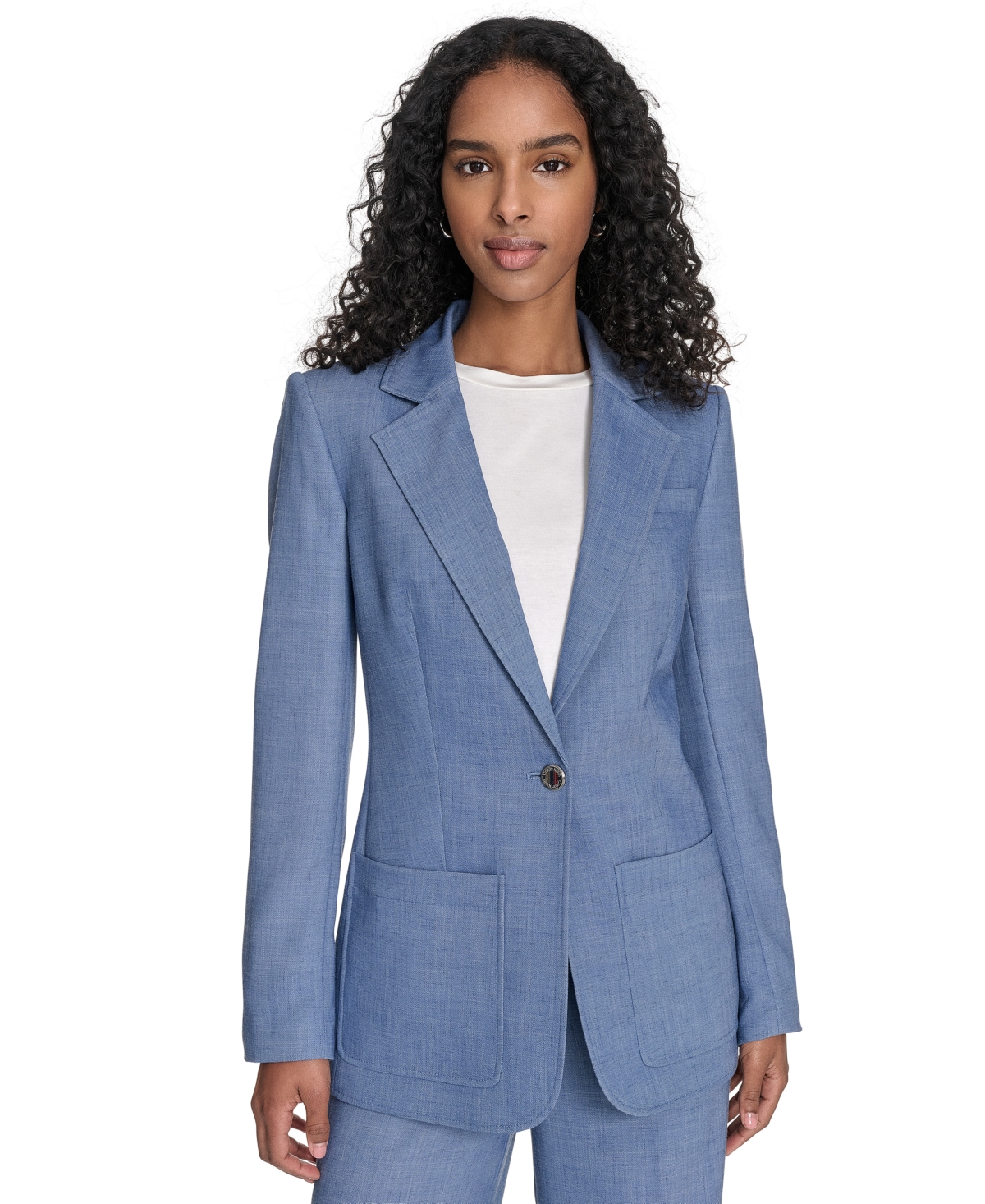 Calvin Klein Women's Faux-denim One-button Blazer