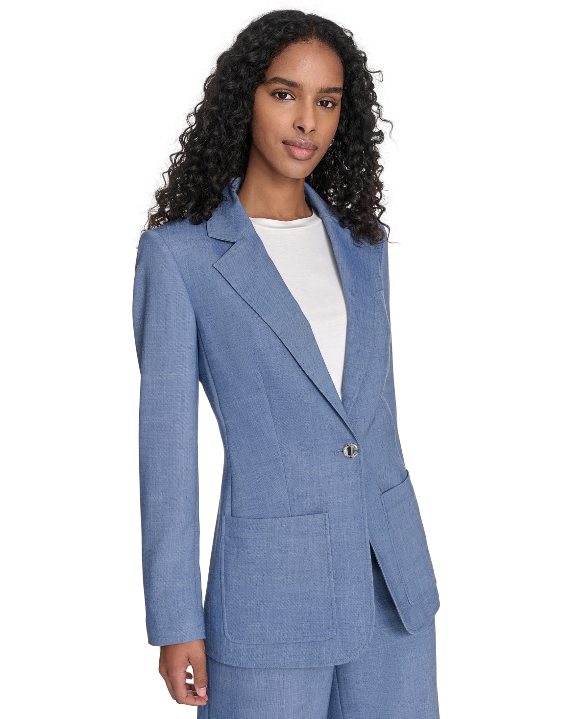 Calvin Klein Women's Faux-denim One-button Blazer