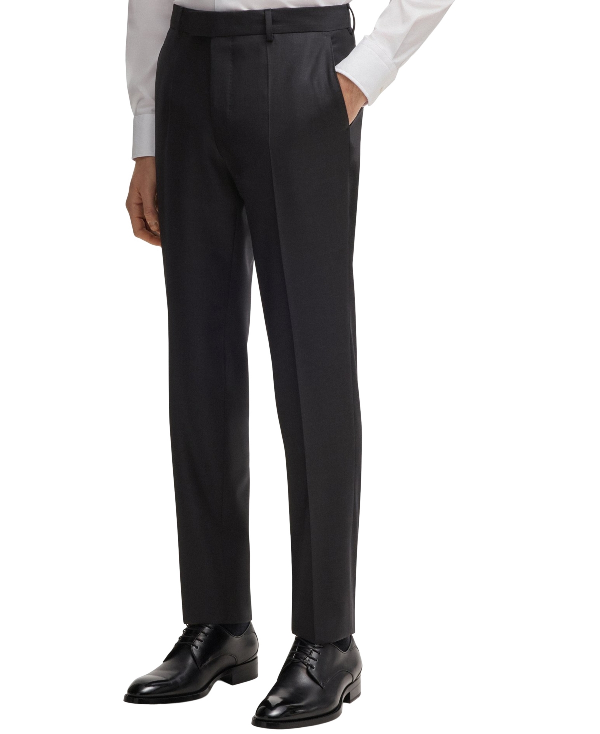 Hugo Boss Slim-fit Trousers In Virgin Wool With Stretch In Gray