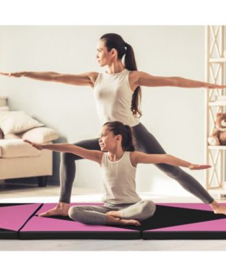 4-Panel PU Leather Folding Exercise Gym Mat with Hook and Loop Fasteners