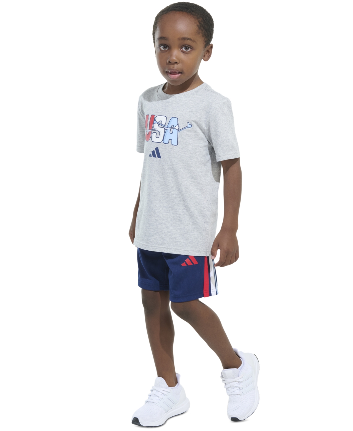 Adidas Originals Toddler & Little Boys Graphic T-shirt & Stripe Shorts, 2 Piece Set