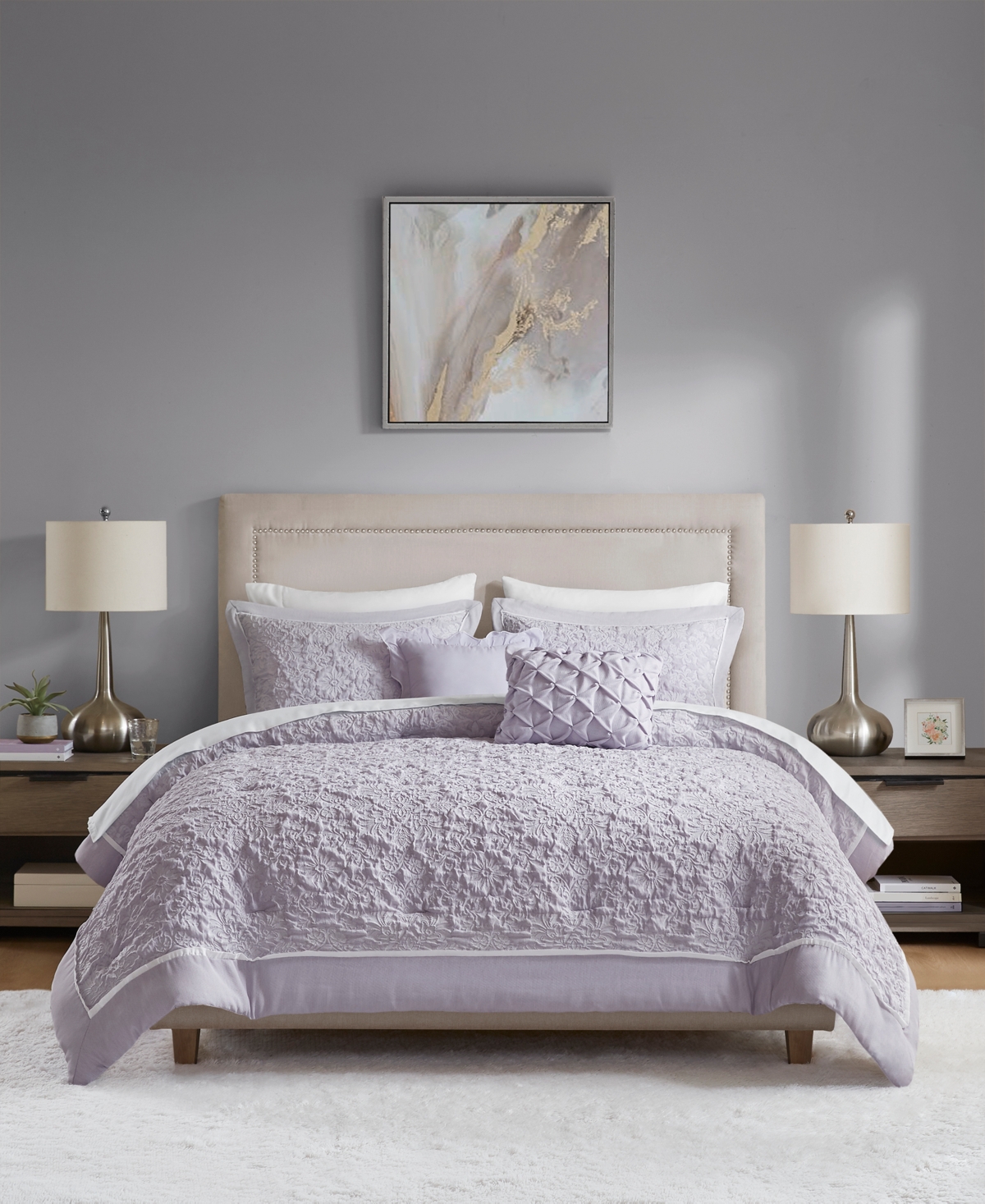 Addison Park Payton 9-pc. Jacquard Comforter Set, Full In Purple