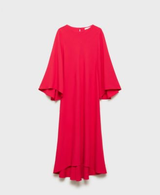 flared sleeve long dress Long dress with embroidery, high neck, flared sleeves with high qualit –  ETERNA main image 0