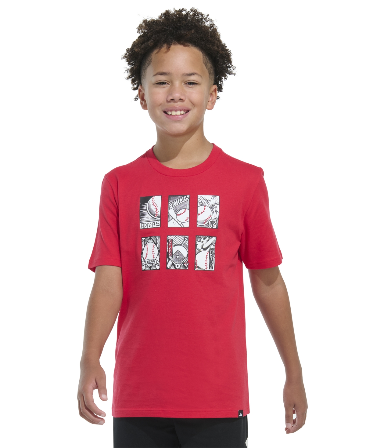 Adidas Originals Big Boys Short Sleeve Baseball Card T-shirt