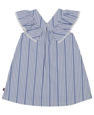 Toddler and Little Girls Ruffled Sleeve Seersucker Stripe Dress