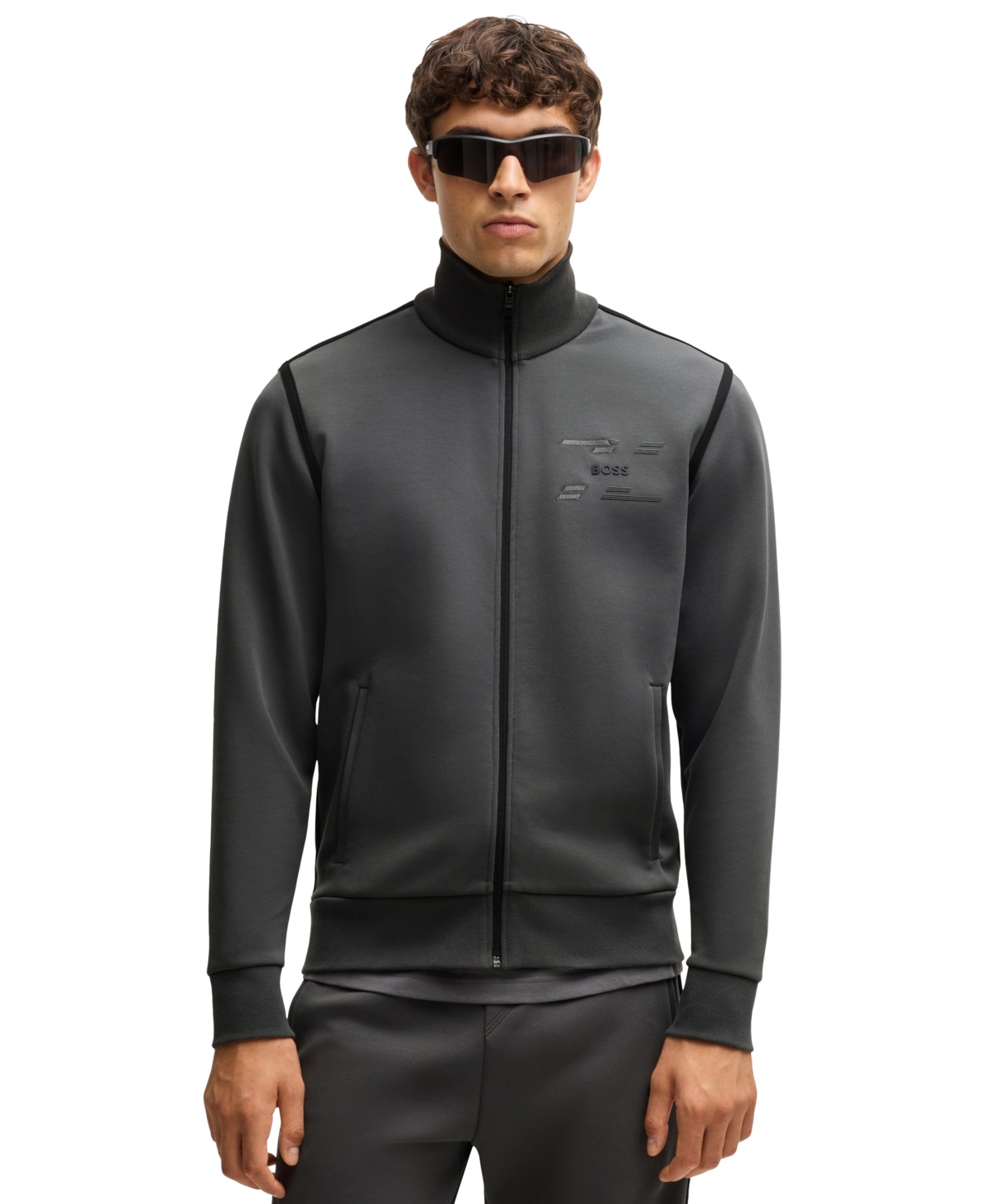 Boss by Hugo Boss Men's Cotton-Blend Zip-Up Sweatshirt - Dark Blue