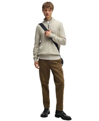 Men's Logo Patch Zip-Neck Sweater