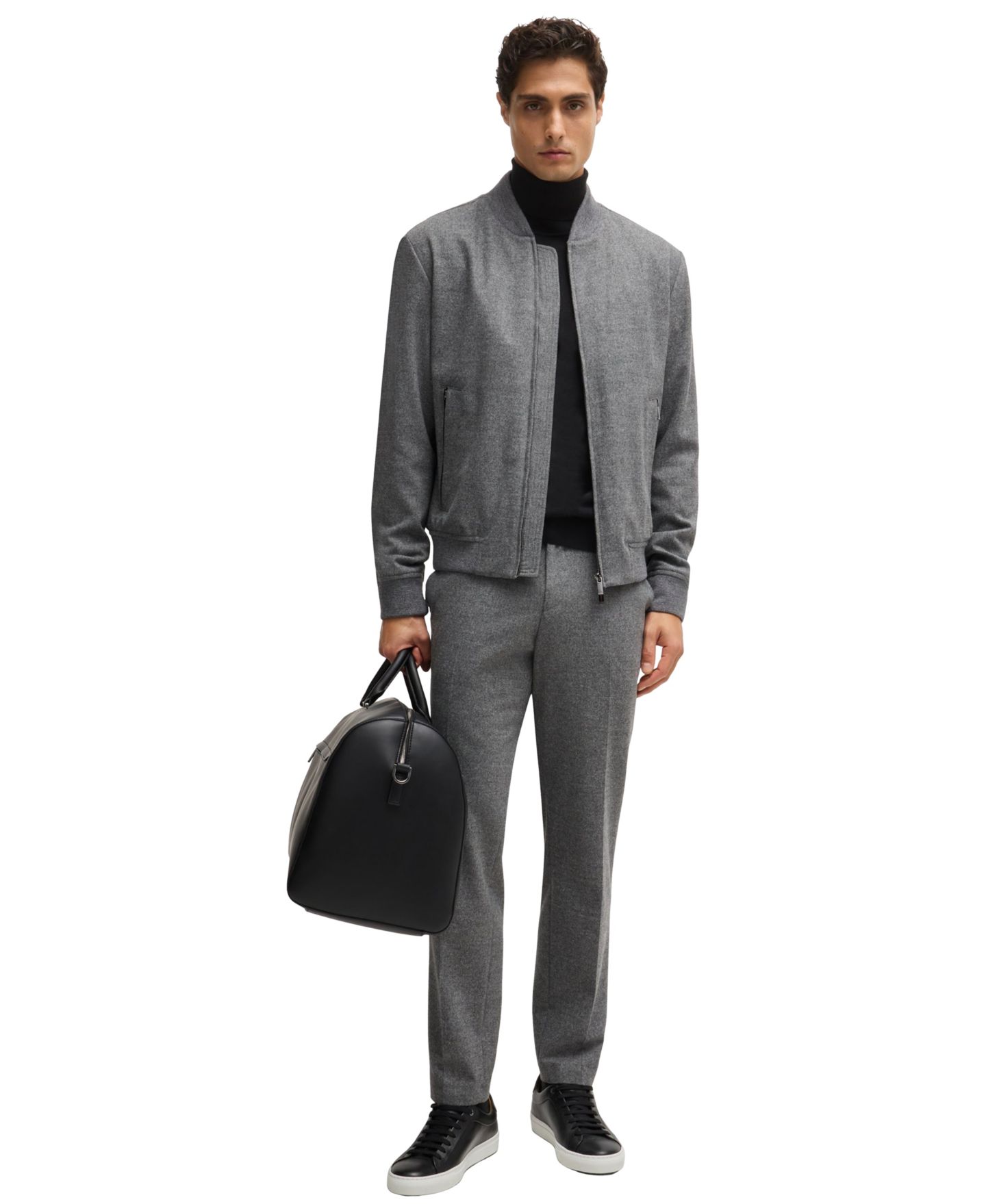 Мужской свитер Hugo Boss Slim-Fit Rollneck Merino Wool, цвет: Чёрный — фото 4
