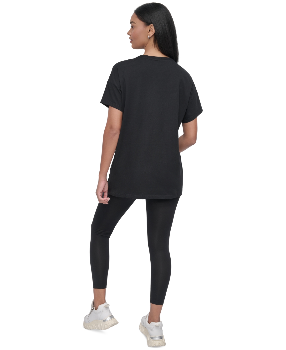 Dkny Sport Women's Glitter Logo Varsity T-shirt