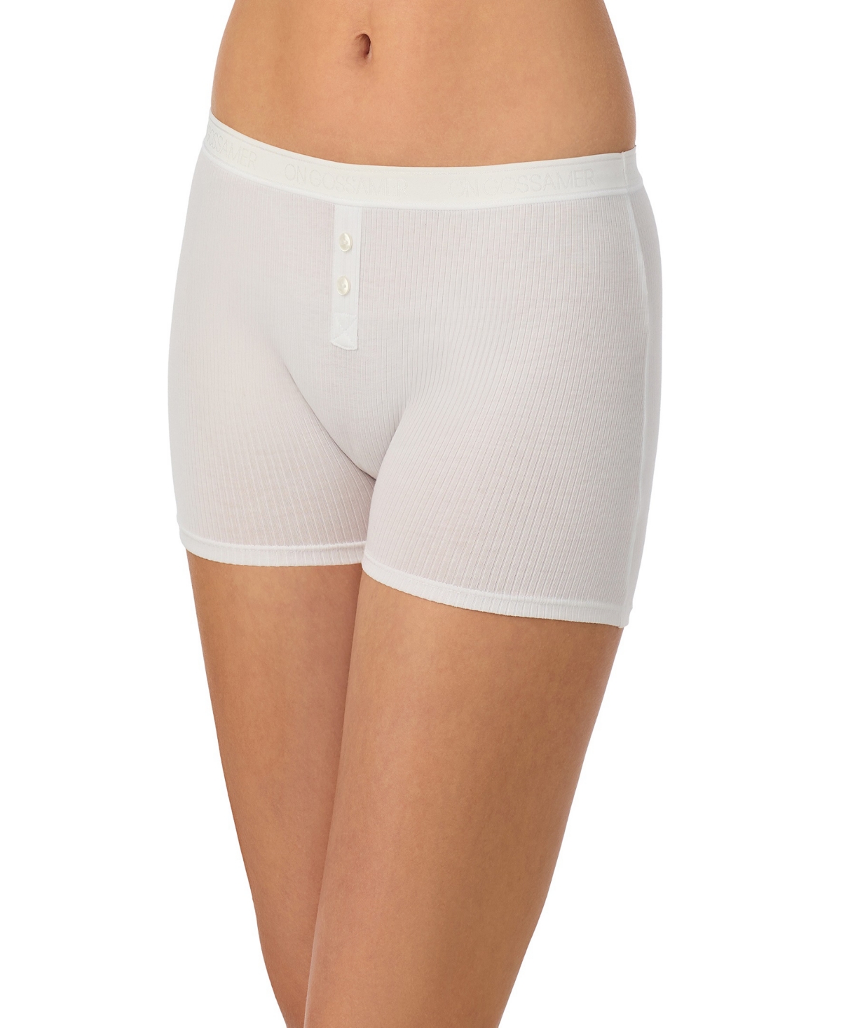 Women's Cabana Cotton Rib Solid Boxer Shorts - White